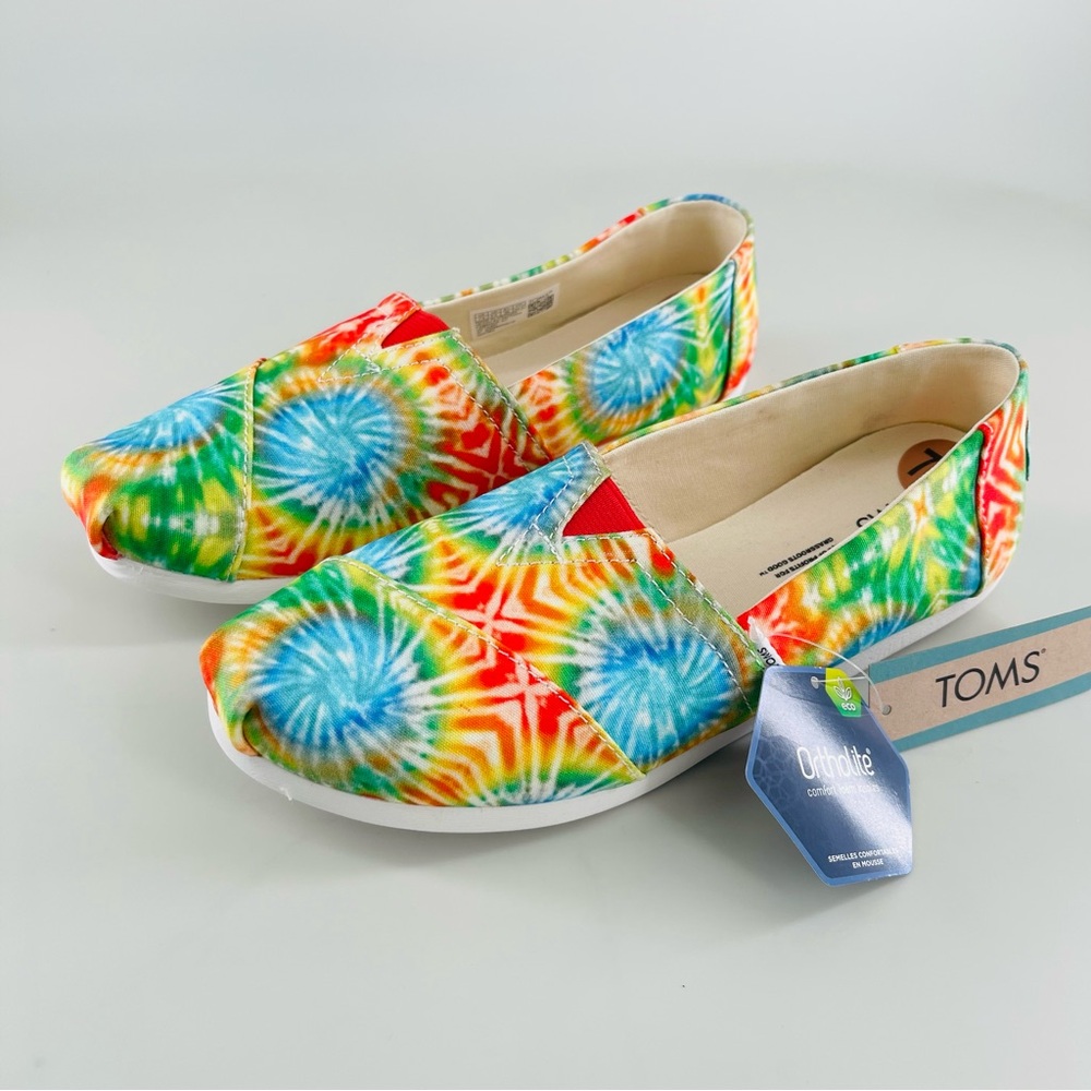 TOMS Women's Canvas Alpargata Slip On Flats Tie Dye Size 7.5